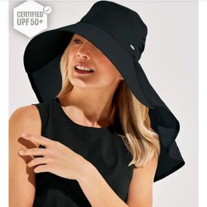 Coolibar Anastasia Elegant Full Coverage Hat, Black, One Size Fits All, UPF 50 +